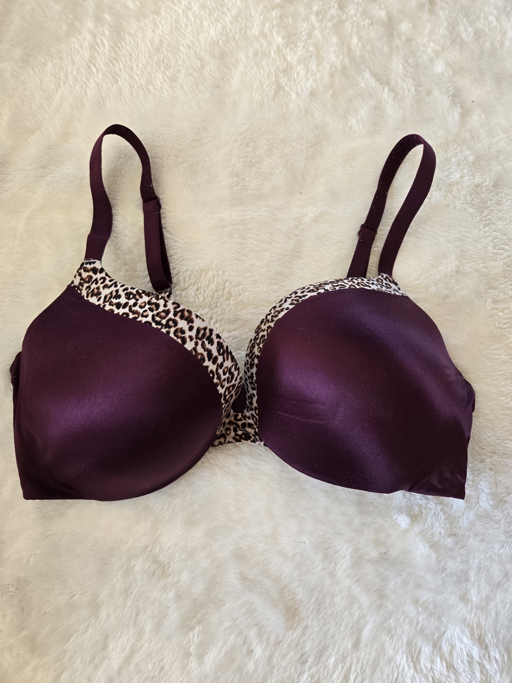 Victoria's Secret Deep Plum Bra with Leopard Accent
